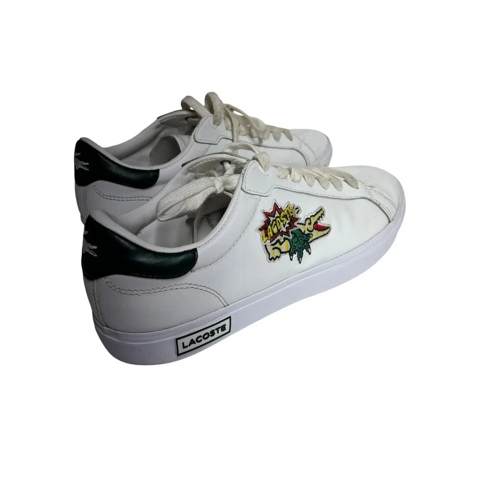 Lacoste Sneakers shoes White Green Crocodile Logo Lace Up Low Top Mens Size 9.5‎